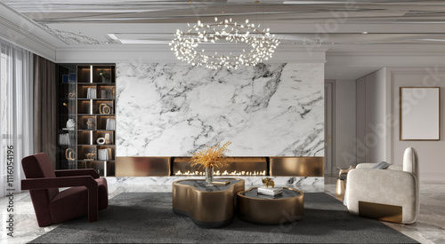 3d render luxury apartment interior