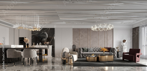 3d render luxury apartment interior