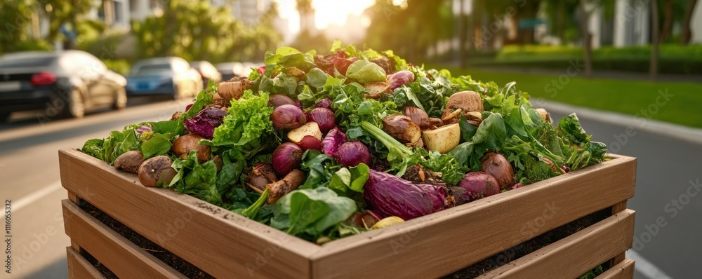 Obraz premium Creating Natural Fertilizer A Comprehensive Guide to Composting Food Scraps and Manure Learn the concept of natural fertilizer creation through composting, transforming kitchen waste and animal