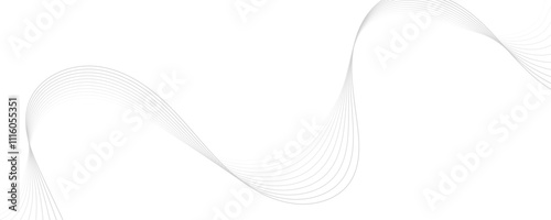 Gray wave curve lines abstract background with flowing particles. Digital energy waves technology concept. Modern backdrop design for business, presentation, banner.