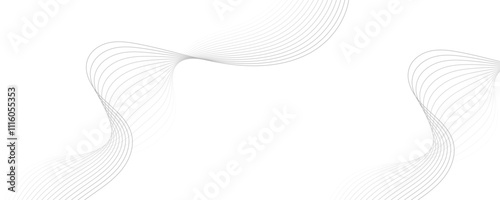 Gray wave curve lines abstract background with flowing particles. Digital energy waves technology concept. Modern backdrop design for business, presentation, banner.
