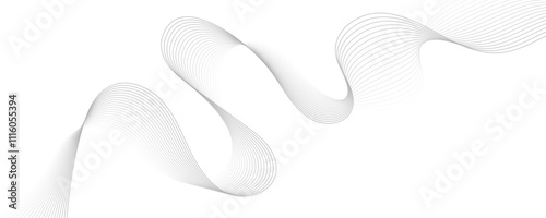 Gray wave curve lines abstract background with flowing particles. Digital energy waves technology concept. Modern backdrop design for business, presentation, banner.