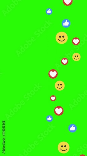 heart and thumb and smile click 4K video vertical looping animation for social media