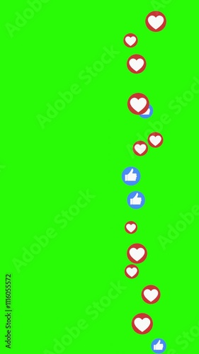 love and thumb click vertical 4K video looping animation for social media