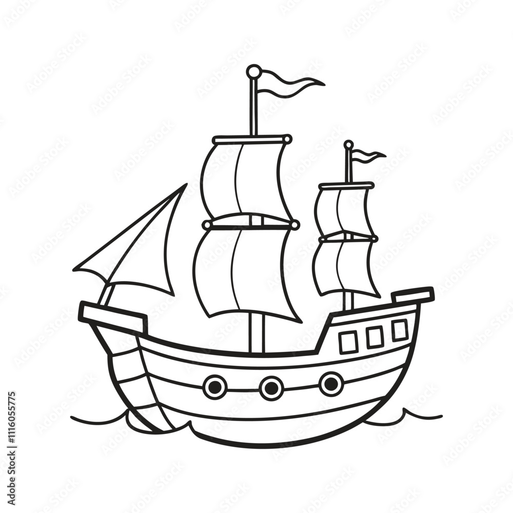 Sail boat line art vector Sail boat line art vector