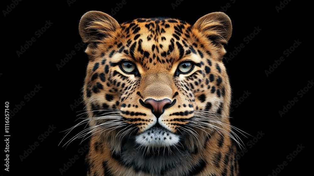Obraz premium A detailed illustration of a leopard's face against a black background.