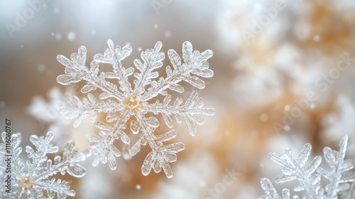 Delicate snowflake showcasing intricate details on a winter day