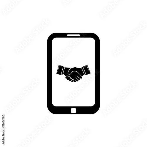 handshake on Screen phone icon, deal icon vector illustration