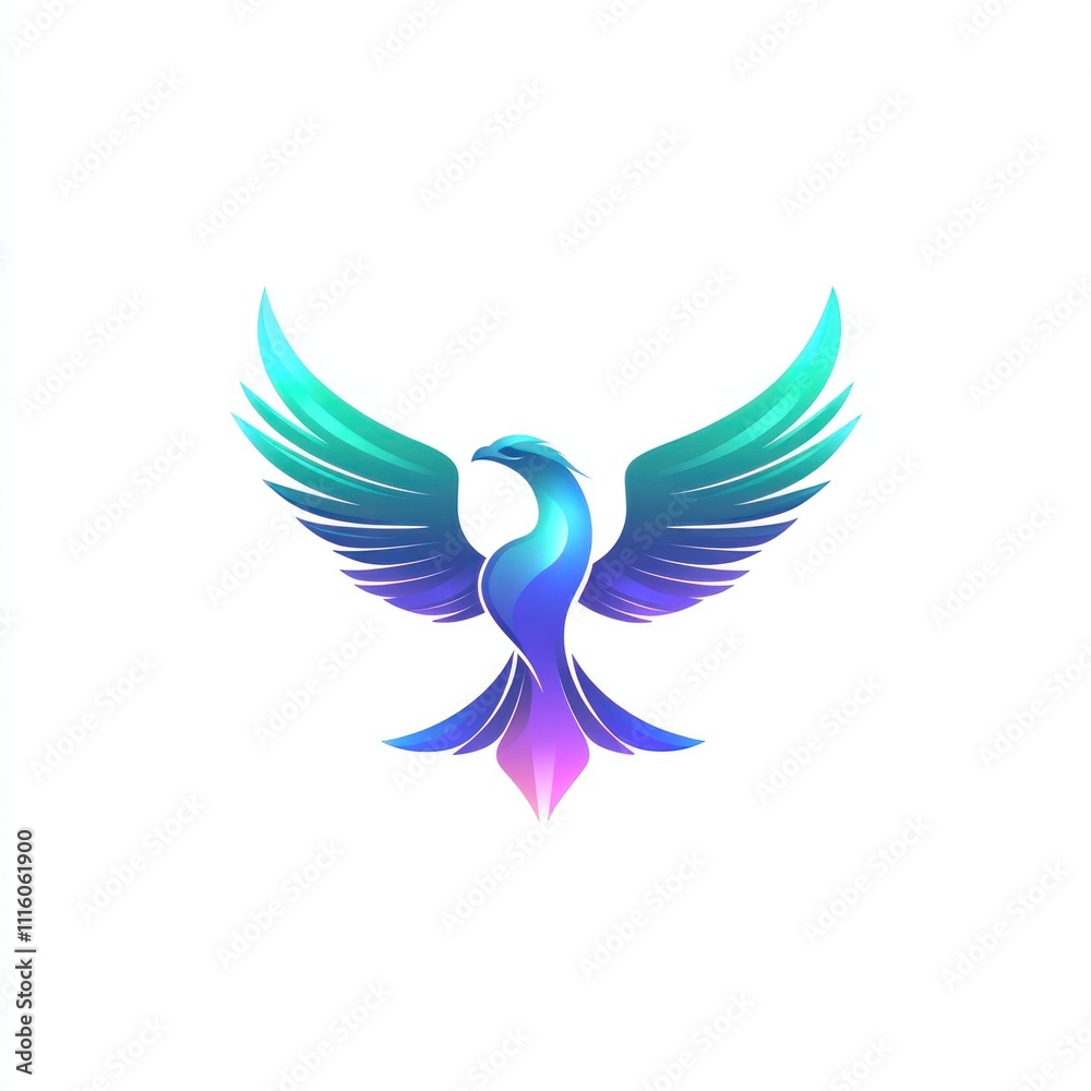 Obraz premium Here's a description and keywords for your image.. Abstract gradient bird logo design.