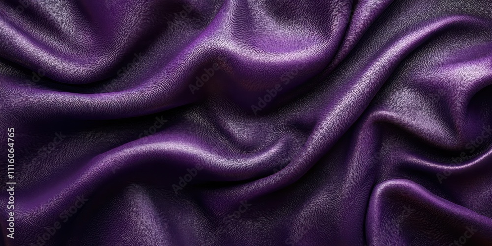 Obraz premium Luxurious deep purple fabric elegantly drapes across an artistic backdrop, showcasing rich textures and tones under soft lighting