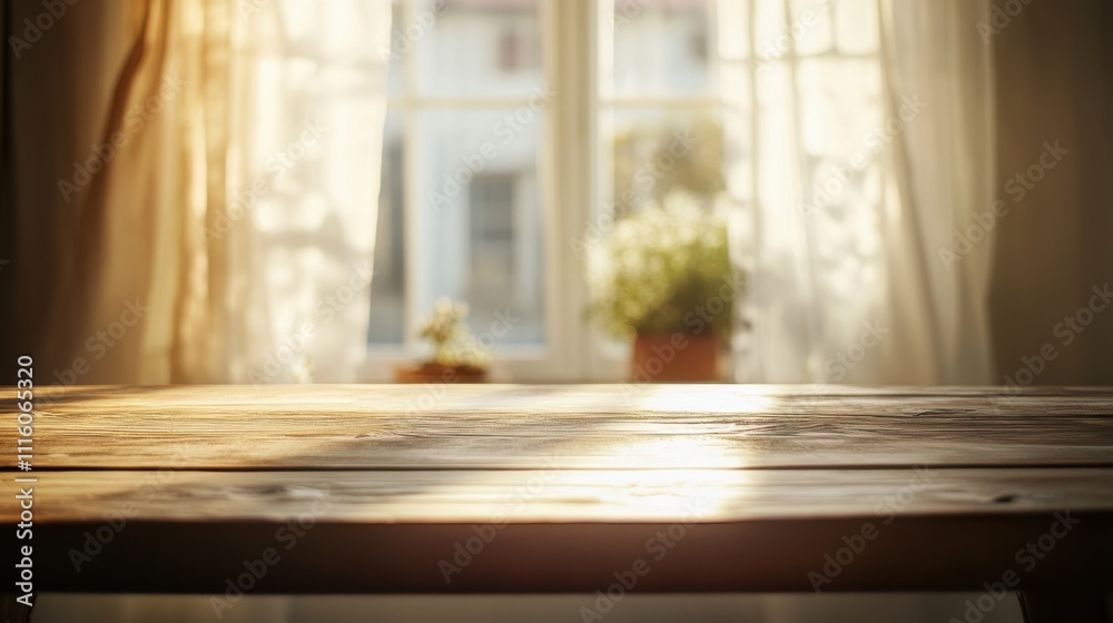 Fototapeta premium Empty wood table, kitchen. Generative AI