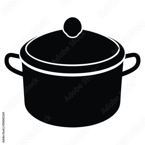 Cooking pot silhouette vector on white background