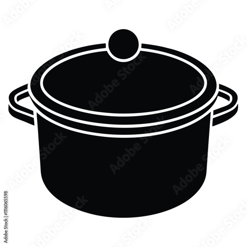 Cooking pot silhouette vector on white background