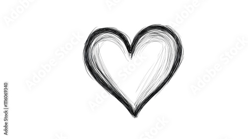 Hand-drawn heart representing love and affection on transparent background
