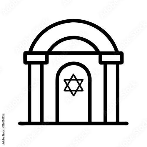 Icon of a synagogue symbolizing worship and devotion.