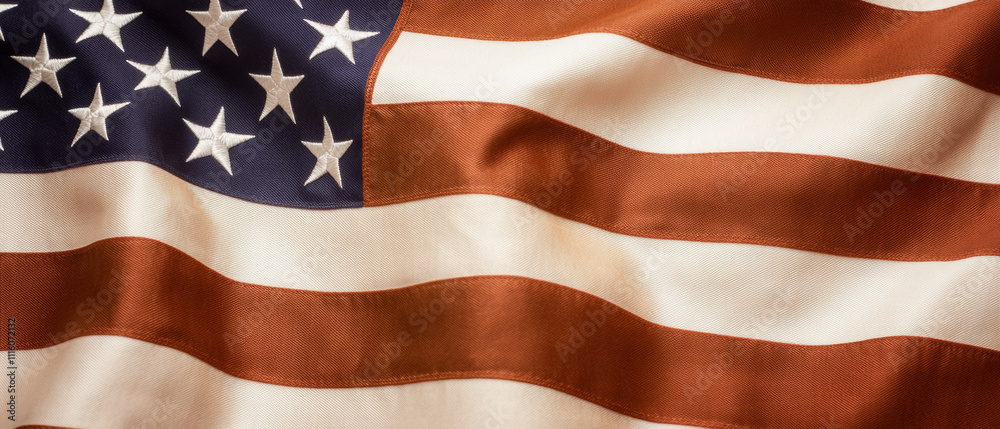 A close-up image of the American flag, showcasing its red and white stripes along with blue field and white stars, representing national pride and unity. A close-up image of the American flag, showcasing its red and white stripes along with blue field and white stars, representing national pride and unity.
