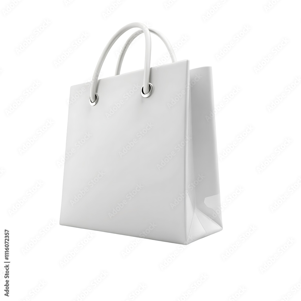 3d white shopping bag icon isolated on transparent background 3d white shopping bag icon isolated on transparent background