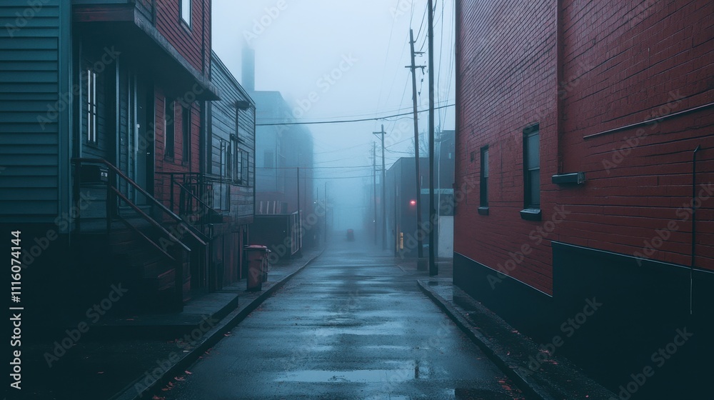 Obraz premium Atmospheric Alley in the Misty City