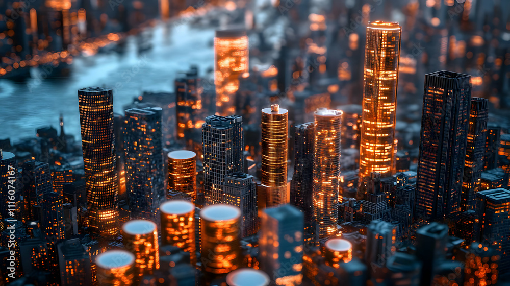 Night Cityscape 3D Illustration Night Cityscape 3D Illustration