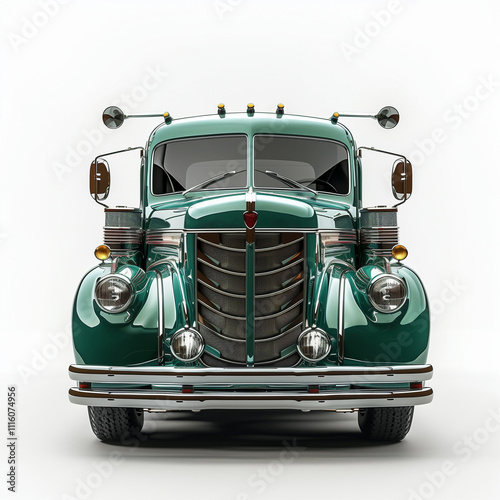 front view classic luxurious truck car on white background