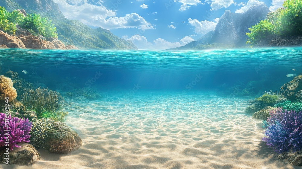 Fototapeta premium Stunning Ocean View with Clear Water and Sandy Beach