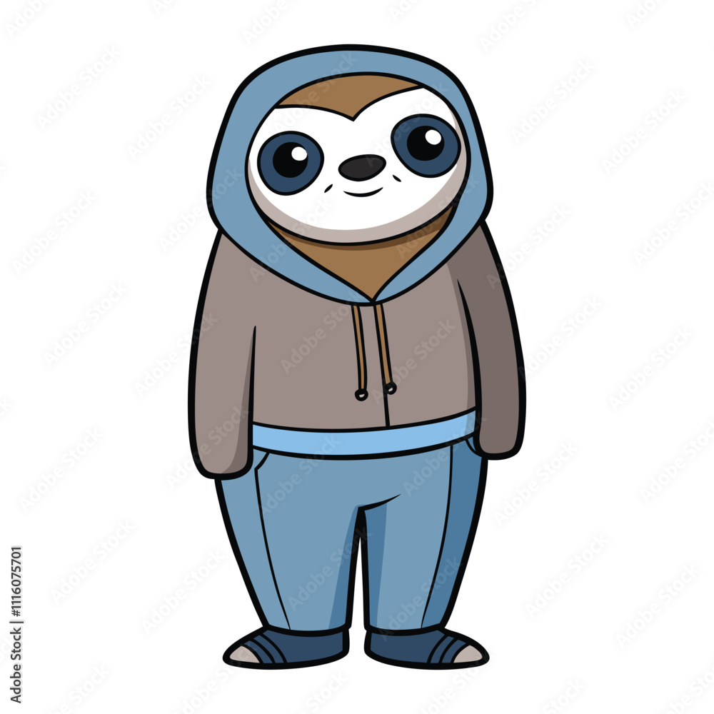 Obraz premium A cute sloth wearing hoodie and baggy pants vector cartoon illustration