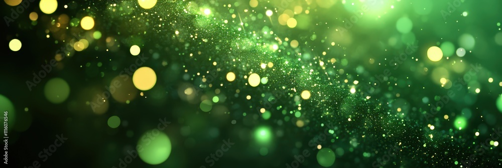 Fototapeta premium Delicate Green Spring Banner with Bokeh Effects and a Blurred Background for Seasonal Celebrations or Events