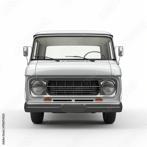 front view classic luxurious van car on white background
