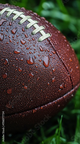 Close up of a wet basketball showing detailed droplets and texture after a rain