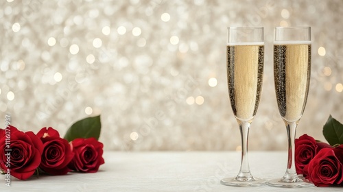 Couples celebrate romance with champagne and roses during a festive event in ...