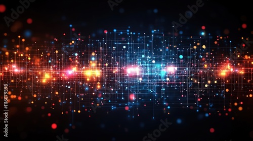 Wallpaper Mural Abstract digital data flow, glowing particles and lines on dark background. Torontodigital.ca