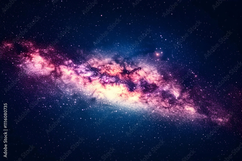 Obraz premium Breathtaking cosmic nebula, vibrant purple and pink hues, swirling galaxies, star dust, night sky, space exploration, astronomical wonder.