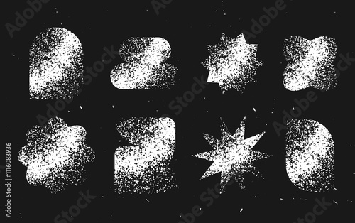Modern retro geometric shapes with grainy texture, bitmap