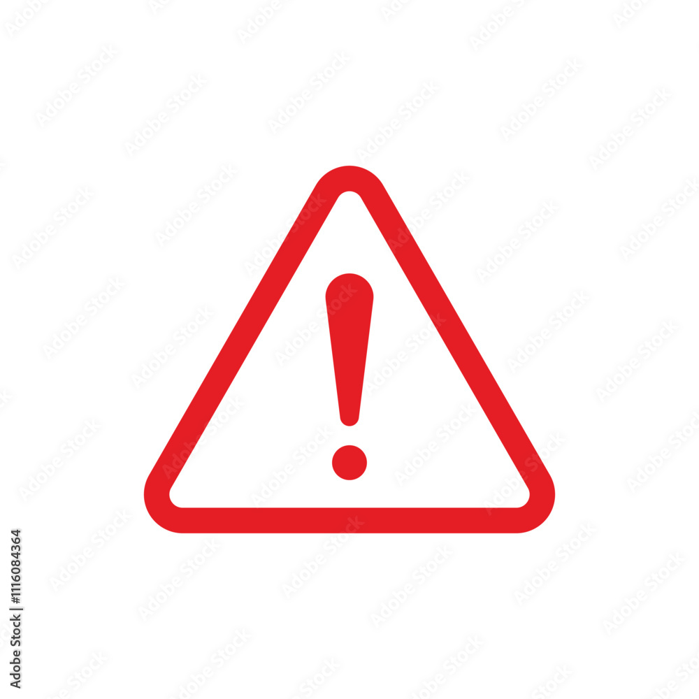 Red triangle with exclamation mark, Warning and alert road sign icon Red triangle with exclamation mark, Warning and alert road sign icon