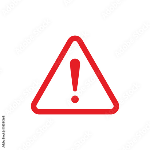 Red triangle with exclamation mark, Warning and alert road sign icon