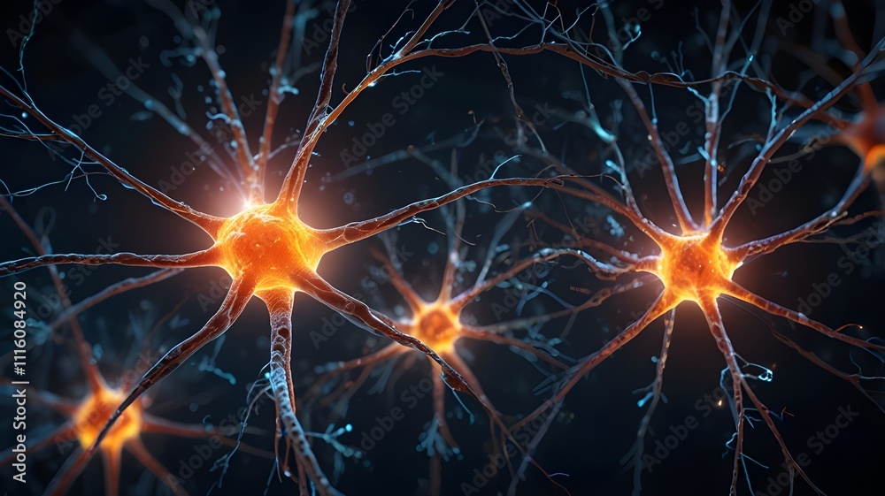 Fototapeta premium neurons firing signals with glowing synapses in the brain