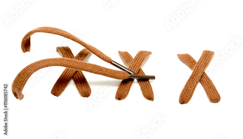 knotted shoelace on a white background photo