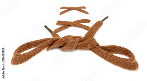 knotted shoelace on a white background photo