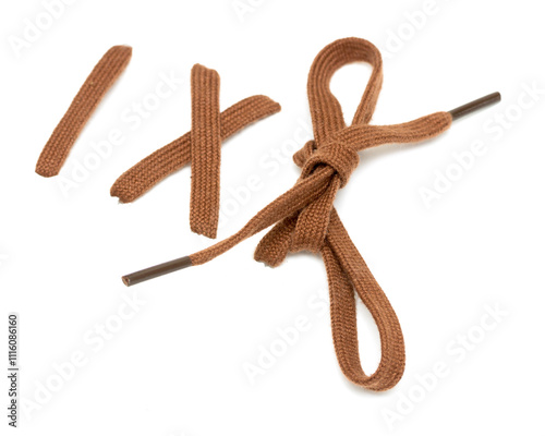 knotted shoelace on a white background photo