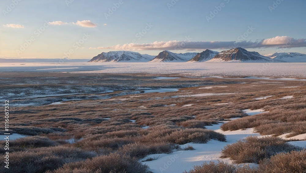 Fototapeta premium Whispers of the Arctic: A Majestic Tundra Landscape