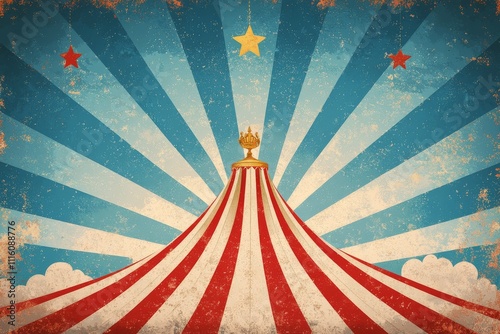 Vibrant sunburst design featuring national colors and symbols from a historic...