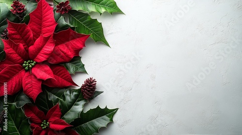 Richly colored leaves and berries create a vibrant natural border on a clean ...