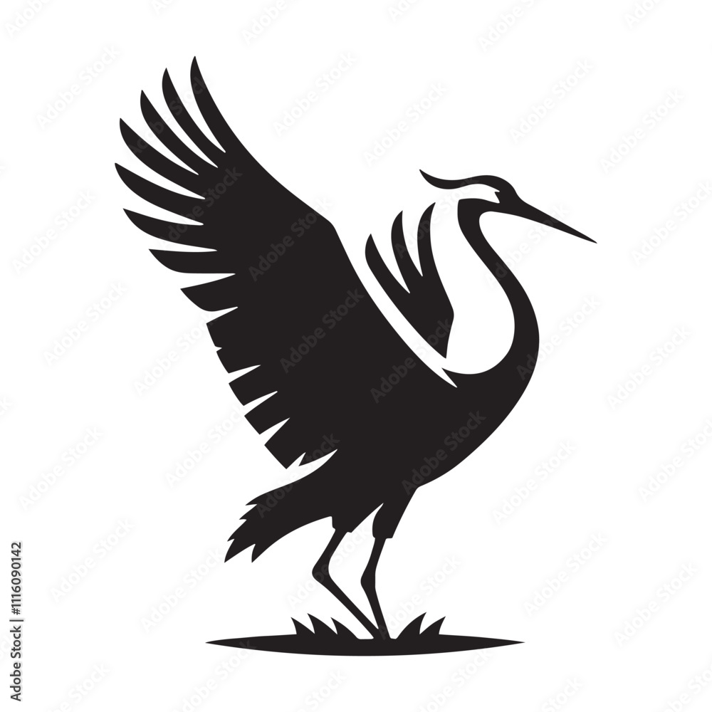 Obraz premium Stylish crane silhouette for modern media and design applications - Crane illustration - minimallest crane vector