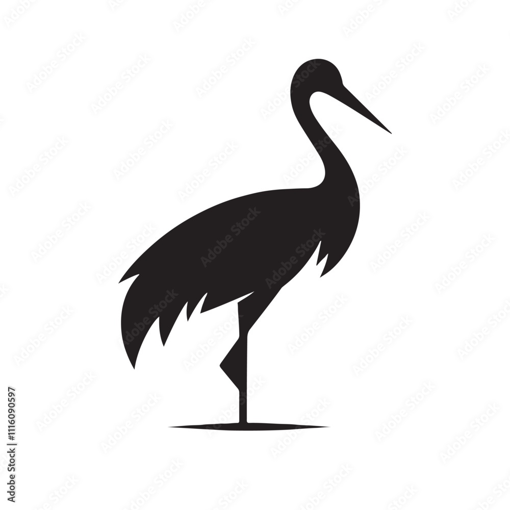 Fototapeta premium Stylish crane silhouette for digital and print design uses - Crane black vector 
