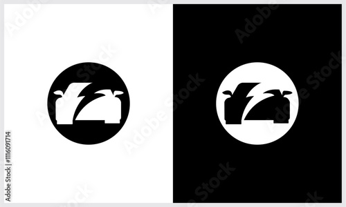 electric car vector logo embl...