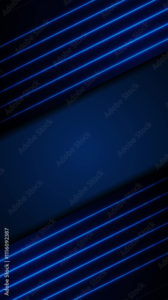 Obraz premium Dark blue abstract corporate background with neon lines
