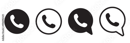 Phone icon set. Chat bubble icon. Telephone call sign. Contact icon phone mobile call. Contact us. Contact us symbol. Cell phone pictogram. Vector illustration