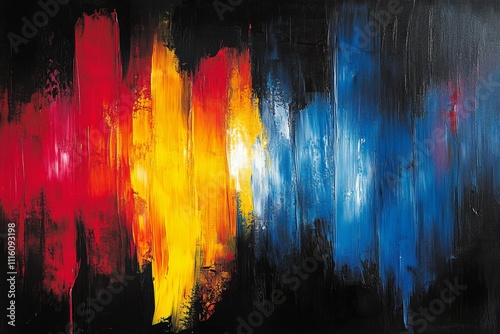 Abstract painting with dynamic colors showcasing vibrant energy and movement