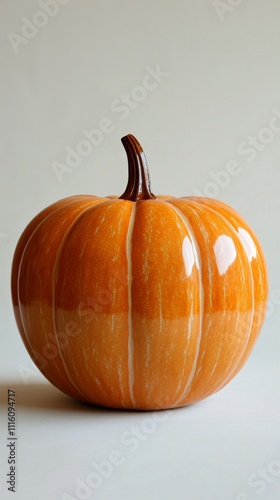 Bright orange pumpkin showcasing natural texture and details during autumn se...