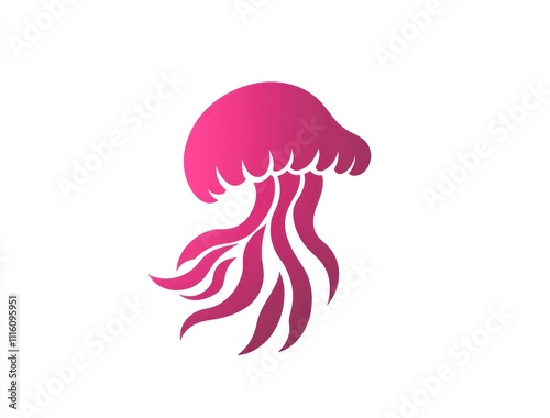 Here's a  and keyword list for your stock photo image.. Pink stylized jellyfish silhouette. photo